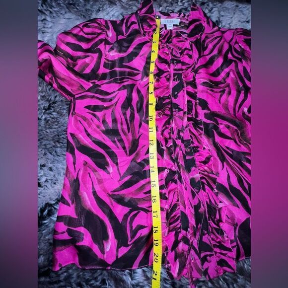 Gorgeous Ladaire Zebra Print 100%Silk Blouse, Hot Pink - Picture 15 of 16